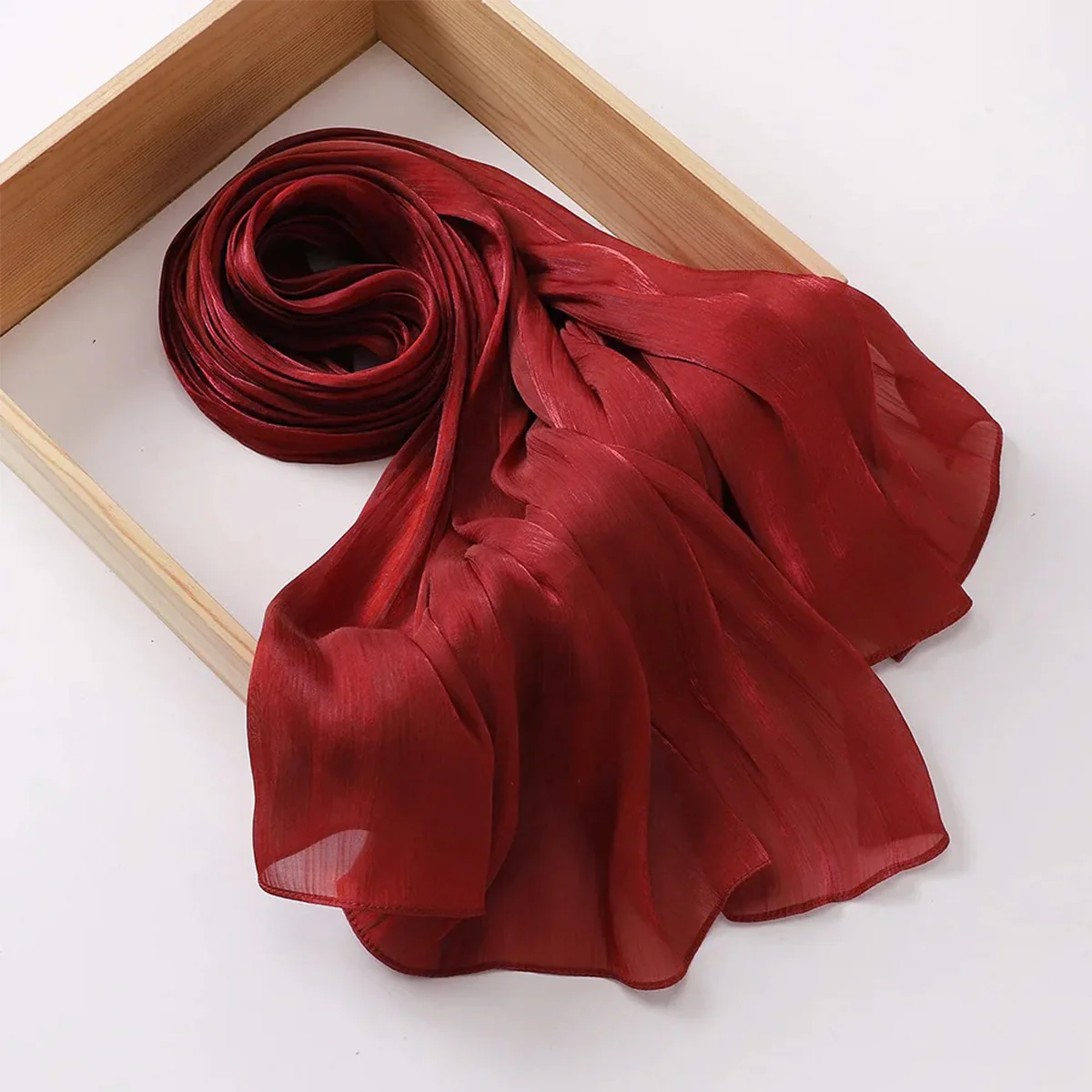 Aura Silky Organza Hijab - Maroon - Image 2