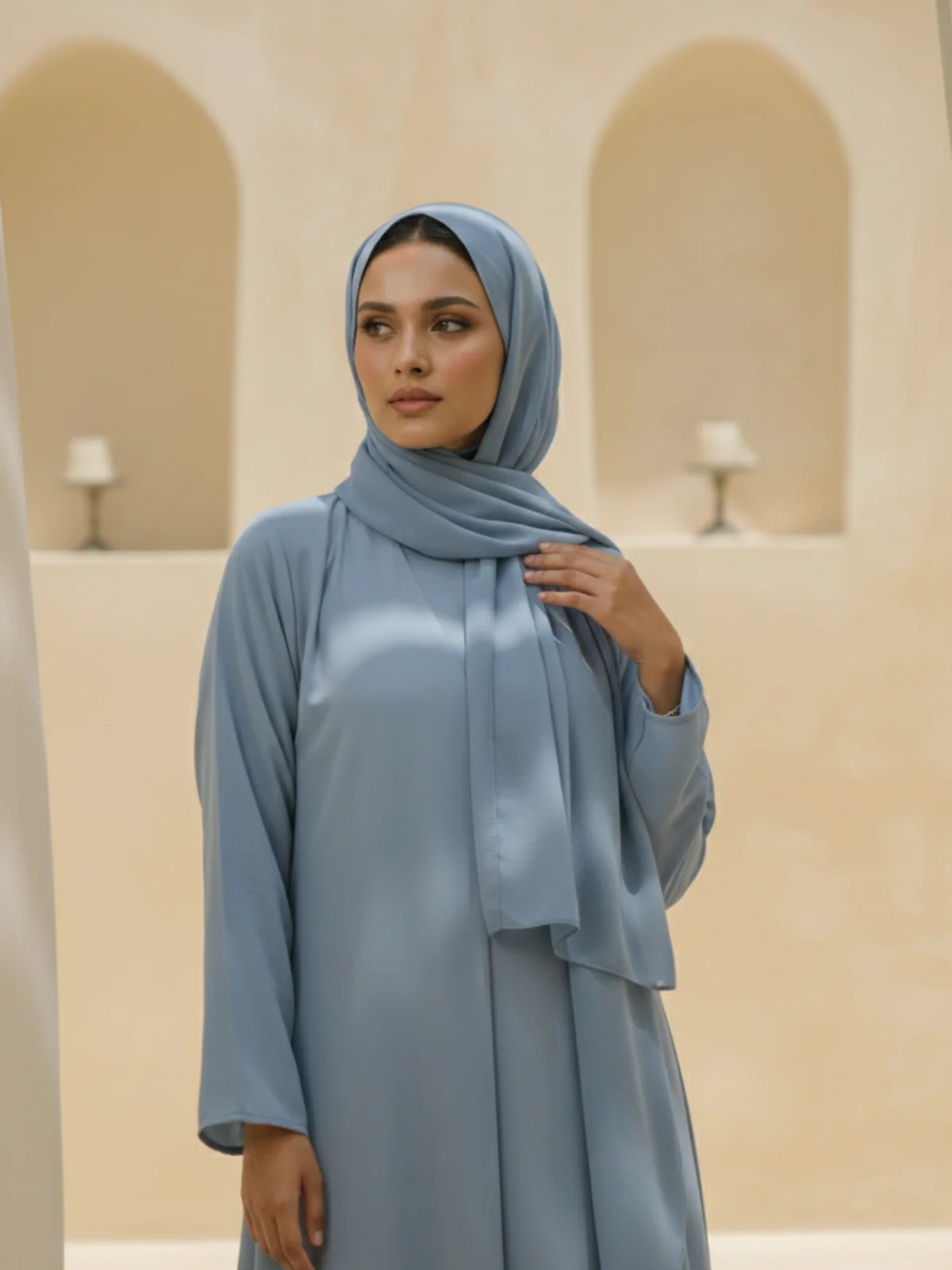 Front Open Georgette Abaya with inner - Image 3