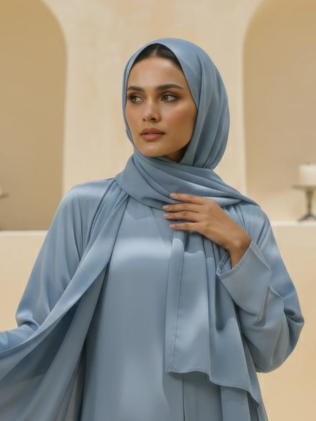 Front Open Georgette Abaya with inner - Image 5
