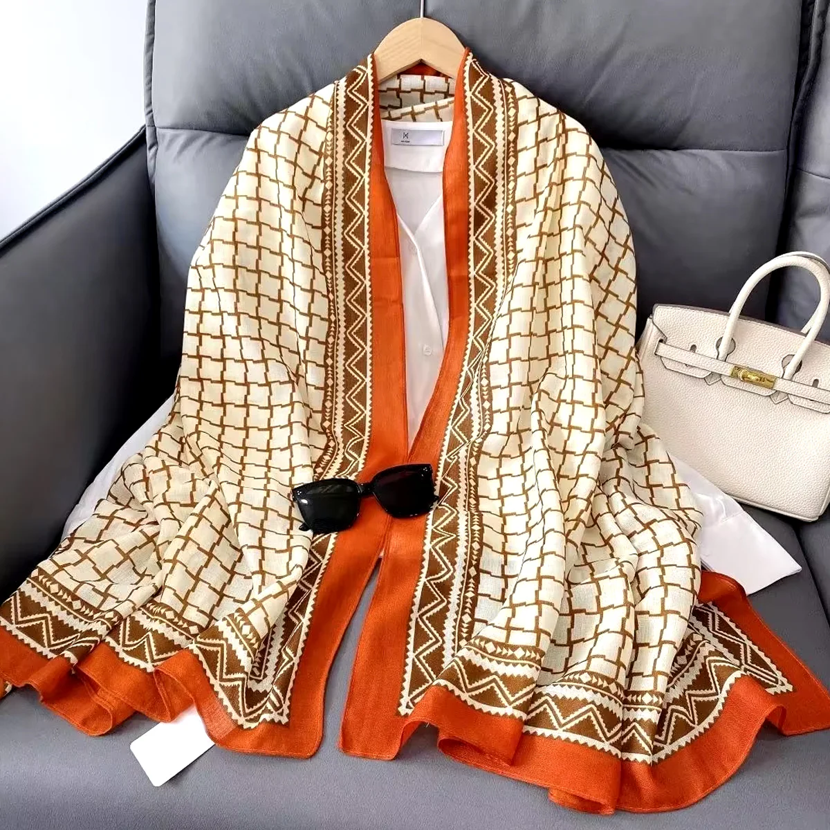 Printed Cashmere Shawl - 07 - Image 7
