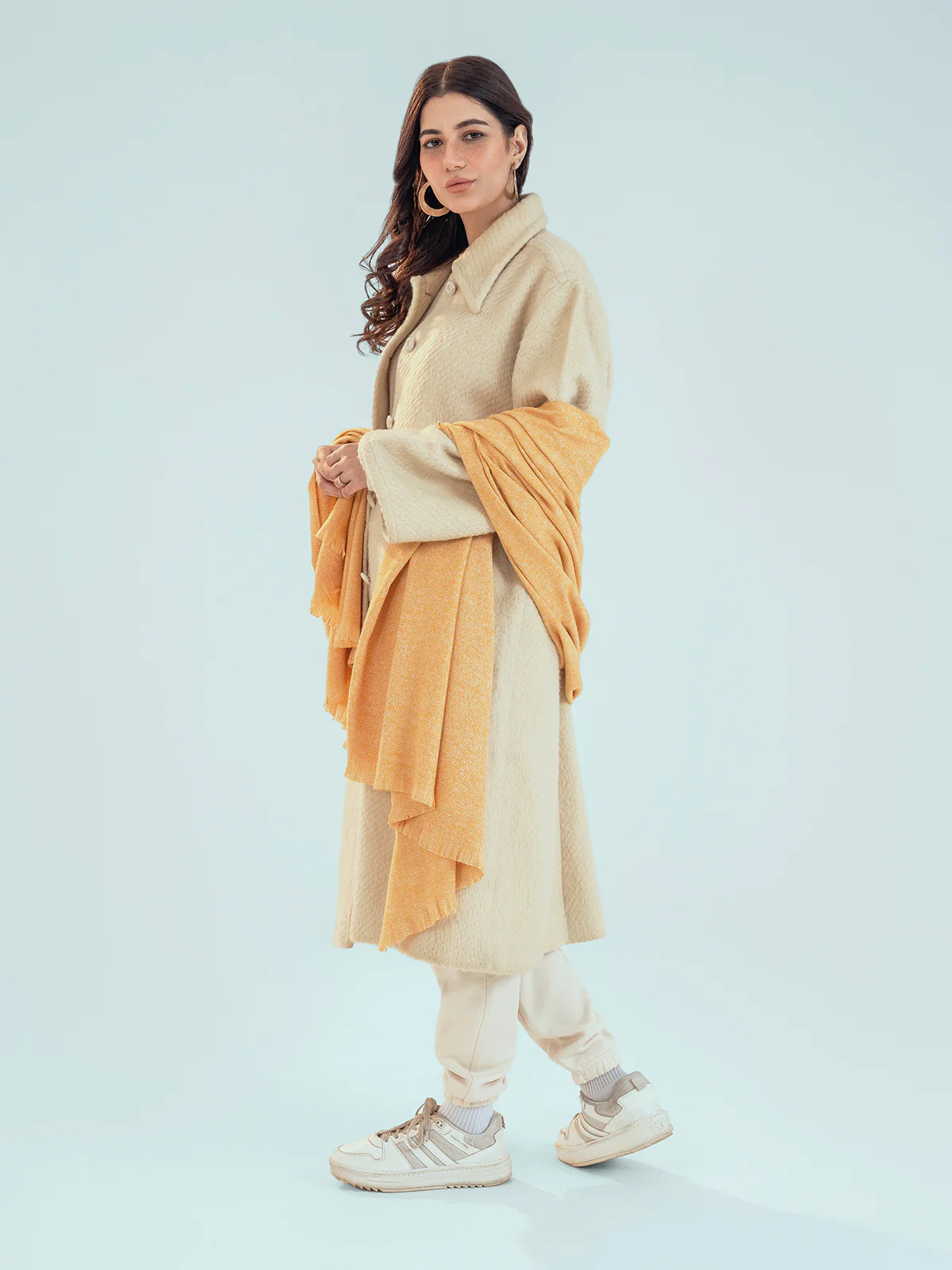 Retro Cashmere Shawl - Mustard - Image 4