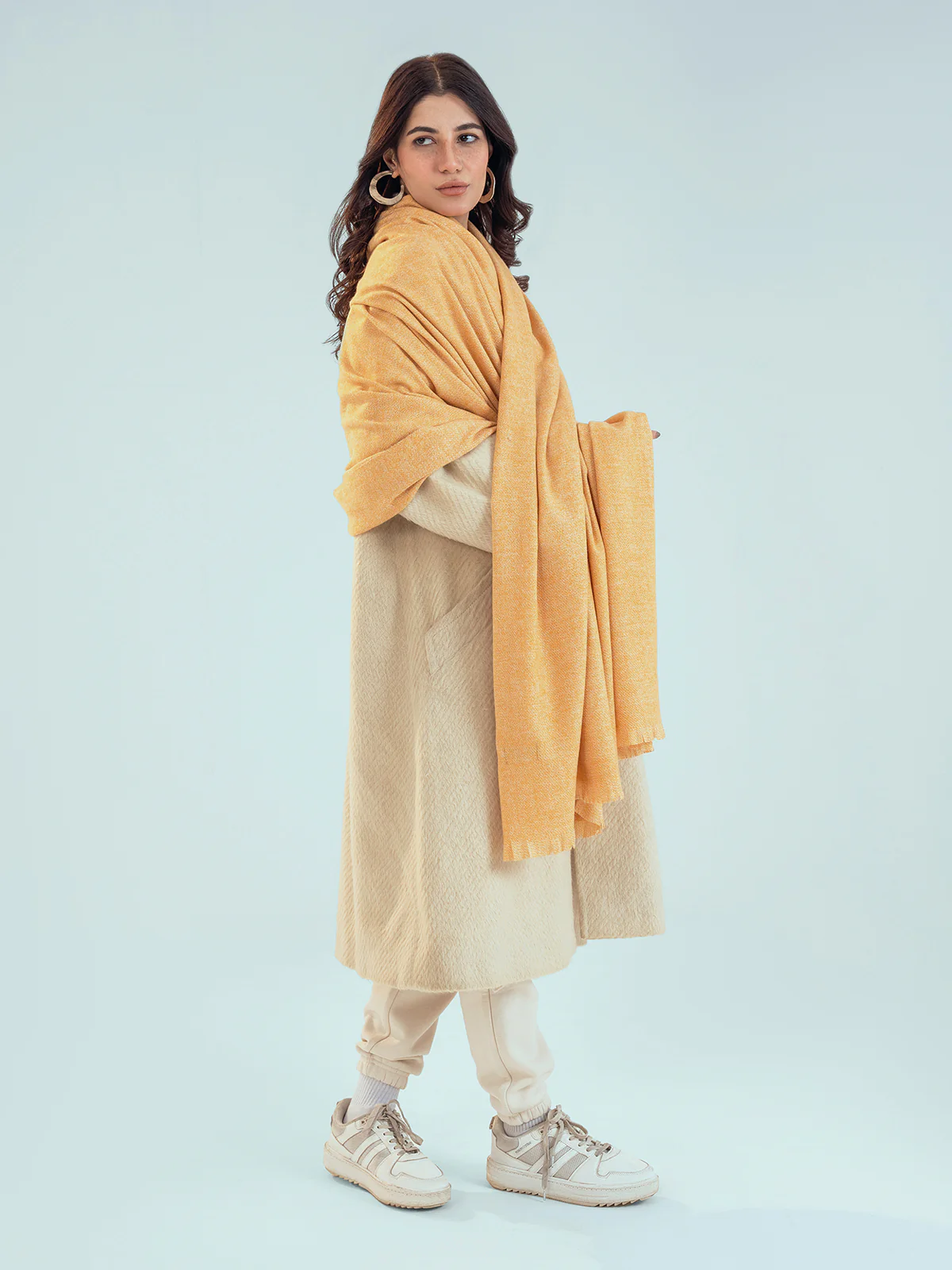 Retro Cashmere Shawl - Mustard - Image 5