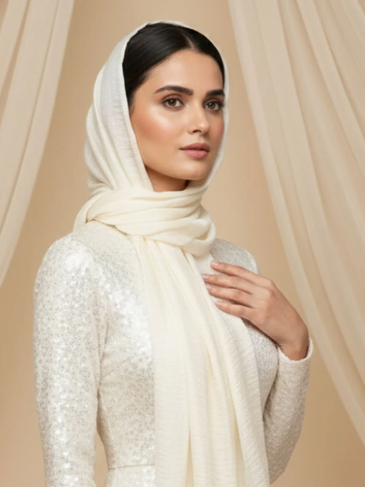 Soft Tissue Silk Hijab - Off White - Image 2