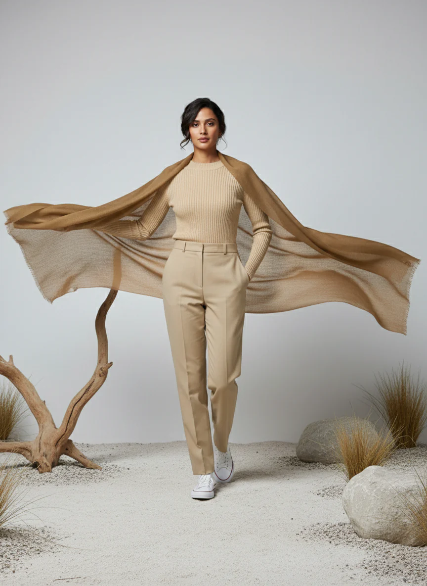Veloria Wool Shawl - Camel