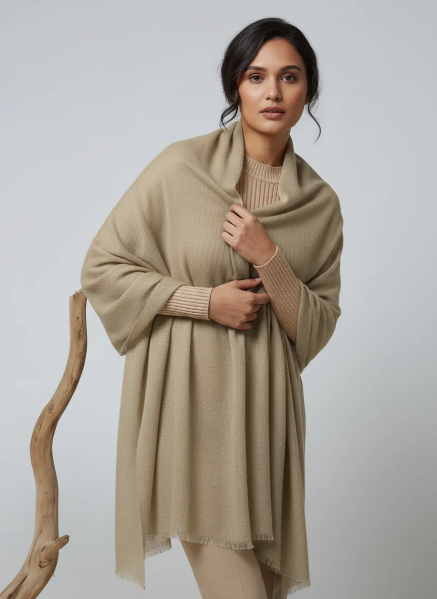 Veloria Wool Shawl - Dark Vanilla - Image 4