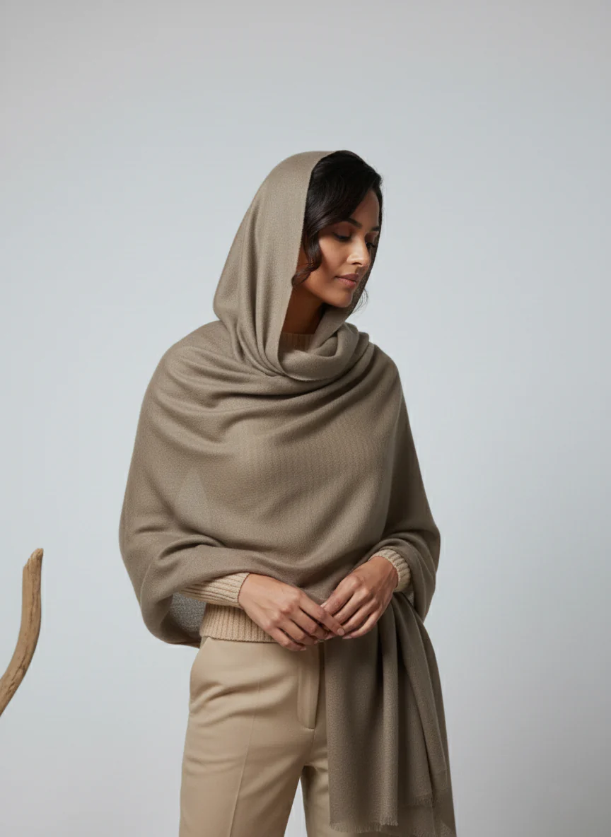 Veloria Wool Shawl - Sand - Image 2