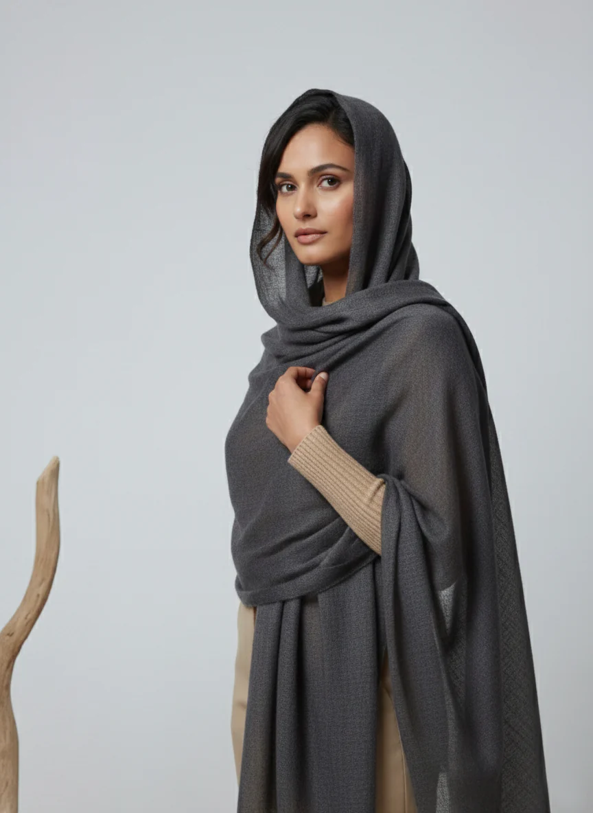 Veloria Wool Shawl - Titanium Grey