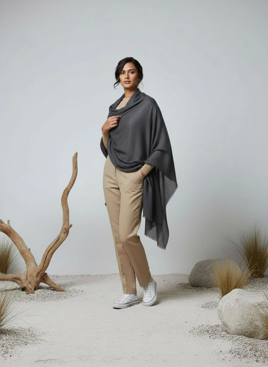 Veloria Wool Shawl - Titanium Grey - Image 2