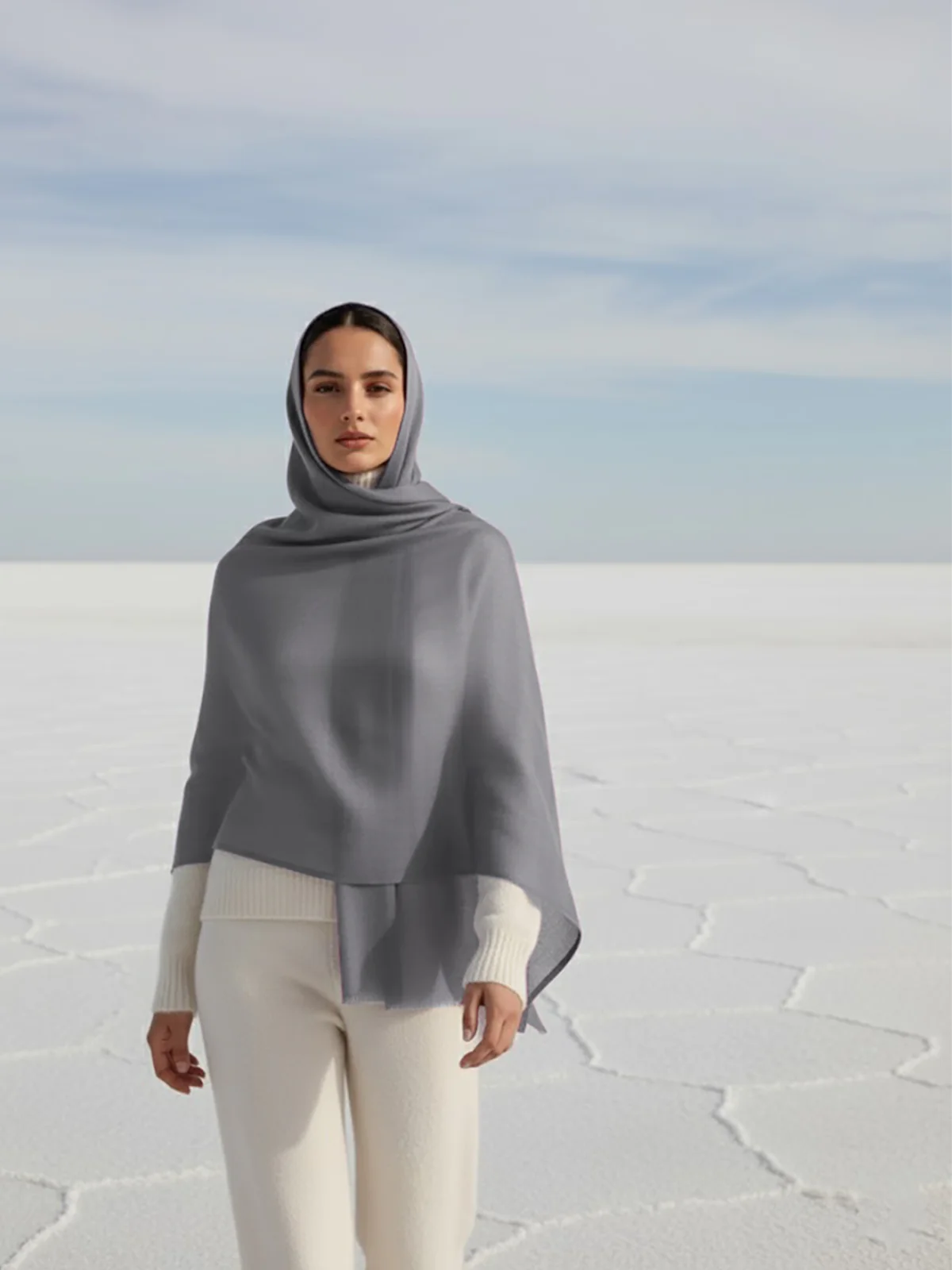 Vicuña Woolen Shawl - Ash Grey
