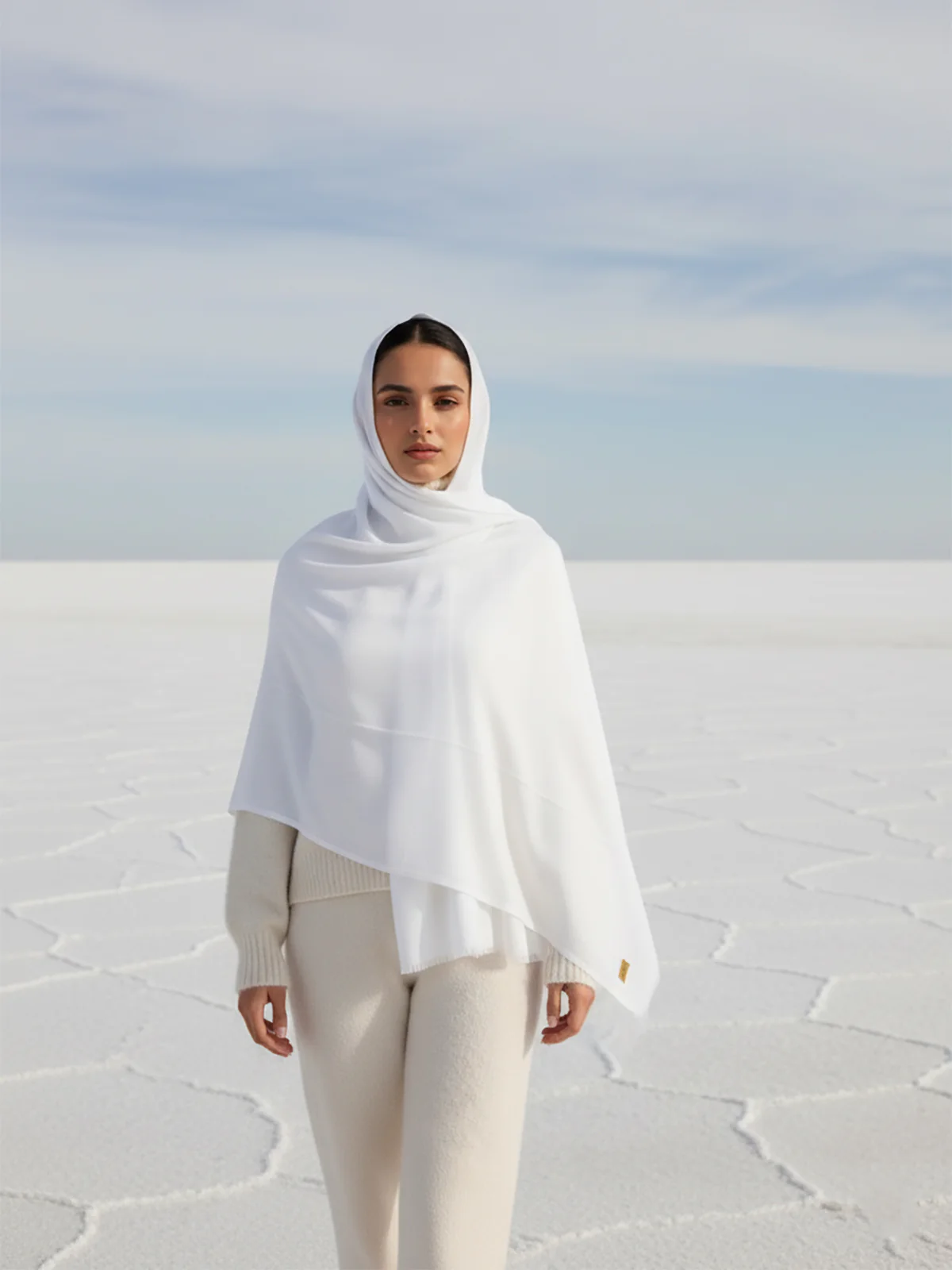 Vicuña Woolen Shawl - White